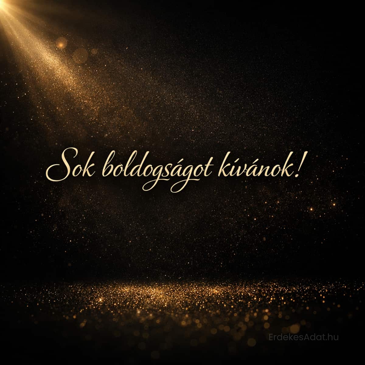 elegáns fekete arany születésnapi képeslap sok boldogságot kívánok felirattal