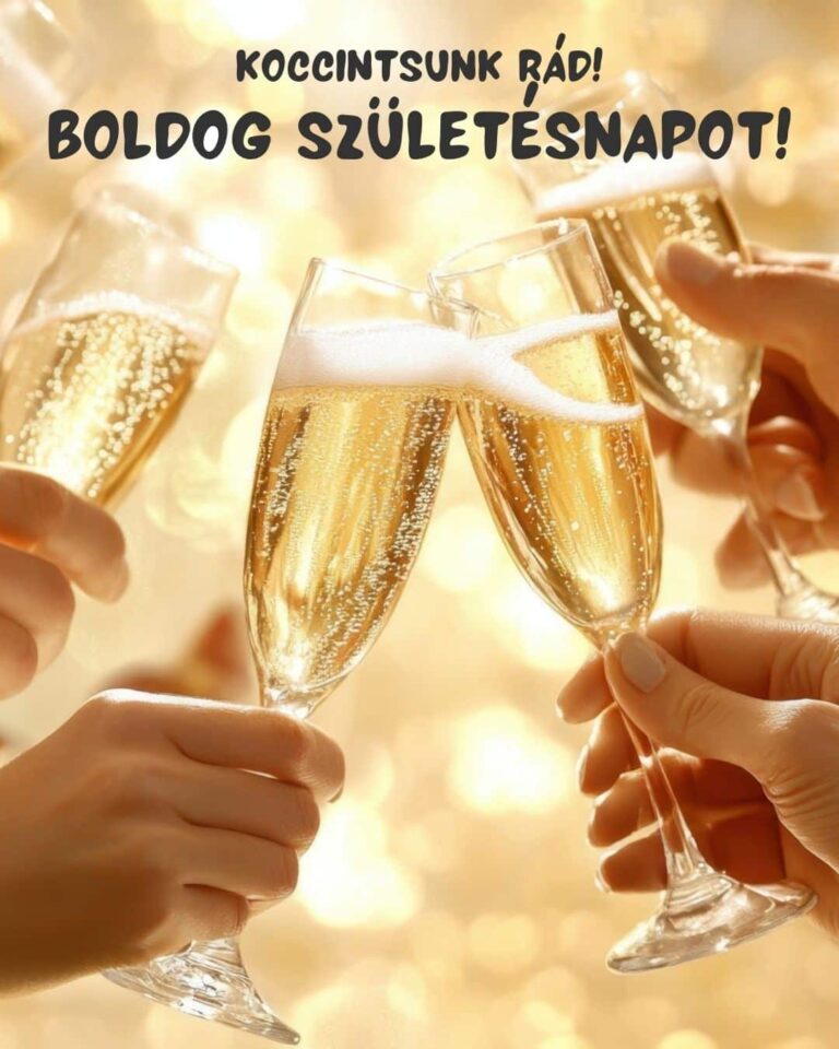 születésnapi köszöntő pezsgős koccintással boldog születésnapot ünnepi hangulatban