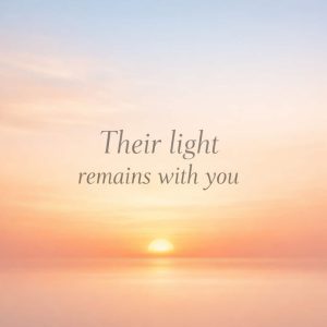 their light remains with you sympathy message with sunset background