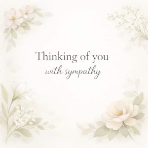 thinking of you with sympathy message with soft floral background