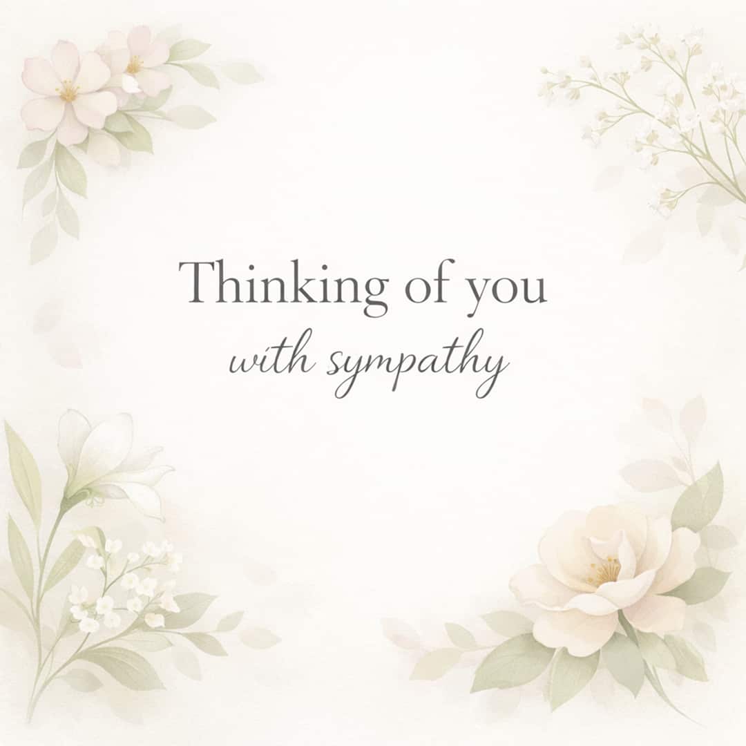 thinking of you with sympathy message with soft floral background