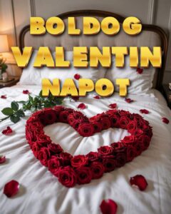 Valentin napi szerelmes képeslap szíves háttérrel, boldog valentin napot felirattal