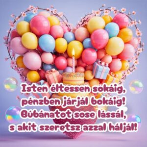Vicces, pajzán hangulatú születésnapi köszöntő tortával és lufikkal