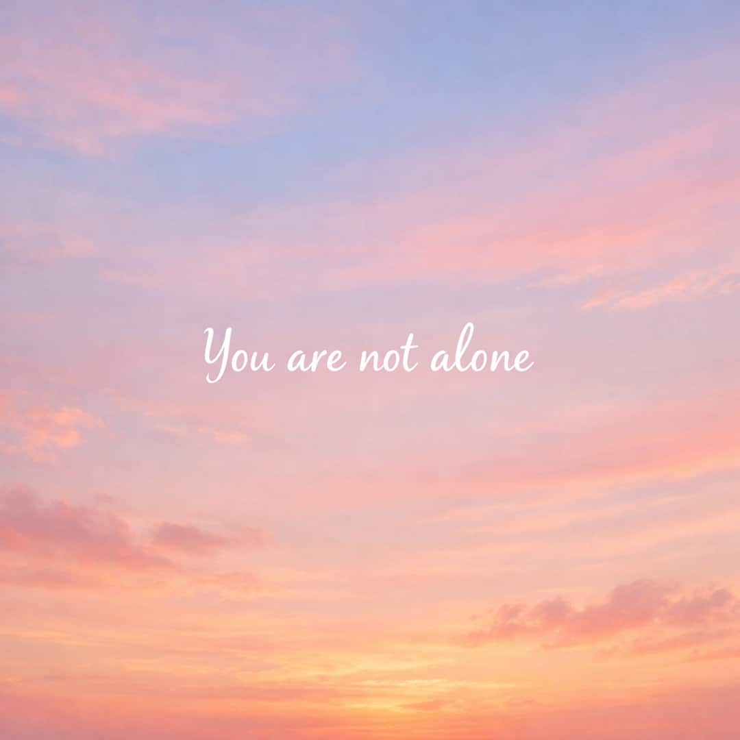you are not alone sympathy message on soft sunset sky background